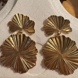 Statement Gold Tone Boho Dangle Earrings